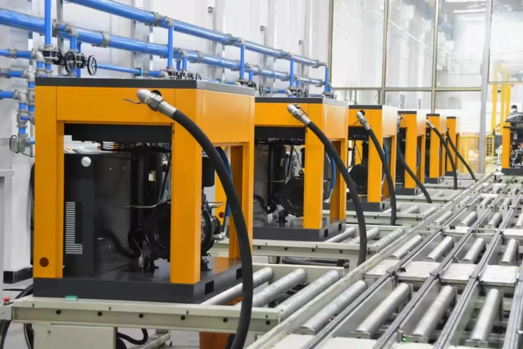 Air compressor testing line for quality inspection