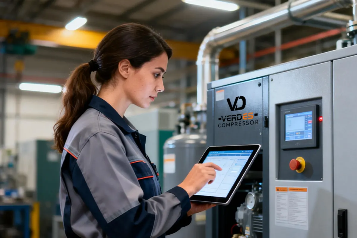 verview of a fully installed screw compressor system during commissioning