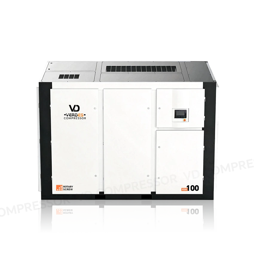 Exterior top view of VD high pressure screw air compressor showing compact layout and external components