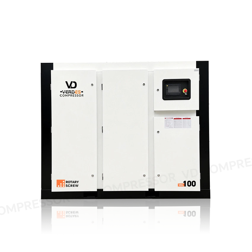 Front view of VD low pressure screw air compressor showing the front panel and overall structure