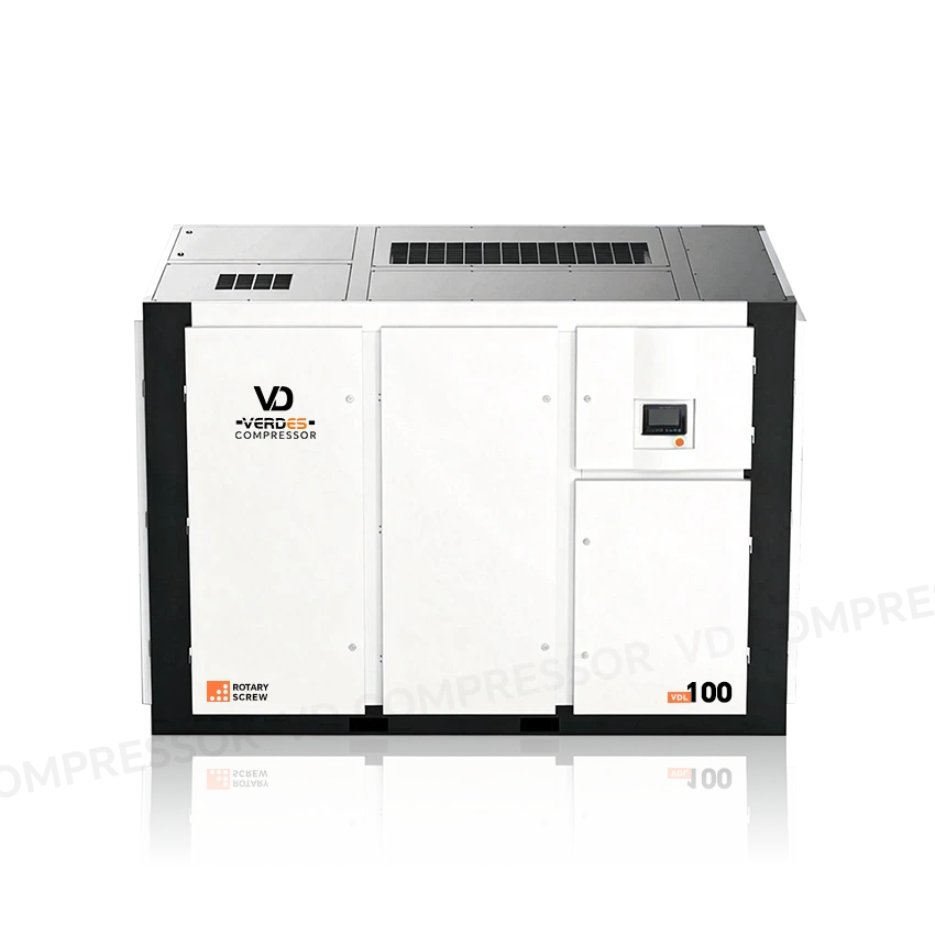 Exterior top view of VD low pressure screw air compressor showing compact layout and external components