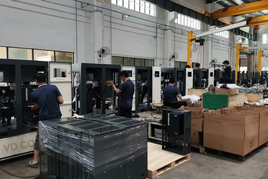 Efficient standardized assembly line for industrial air compressor manufacturing