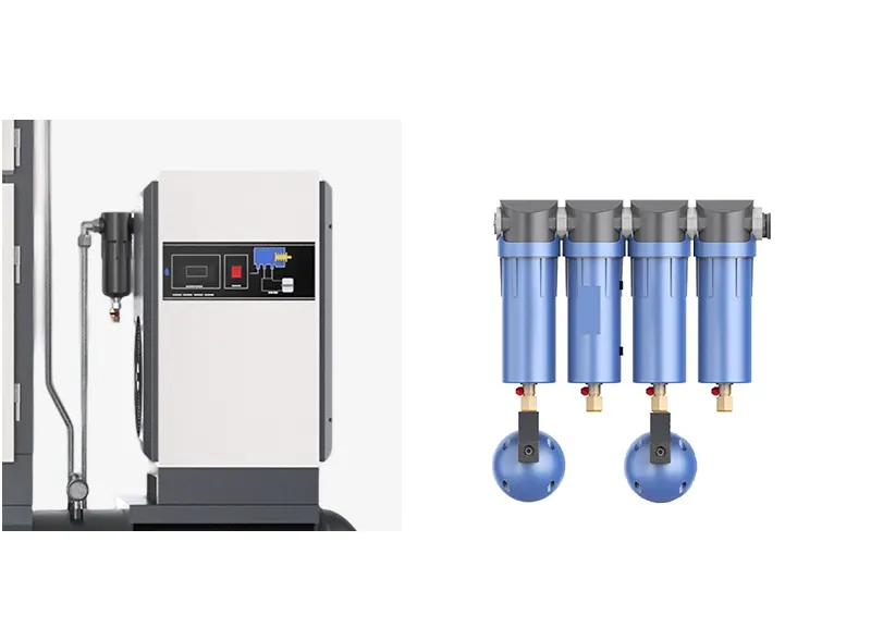 Pipeline filter system of laser cutting compressor ensuring clean and oil free air supply